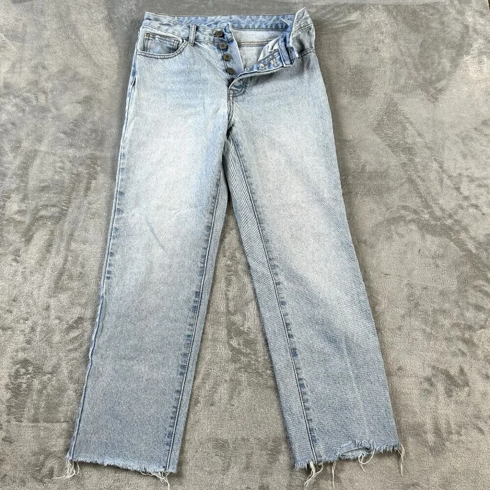 J. Galt / Brandy Melville Light Wash Button-fly Jeans Size Medium Raw Hem